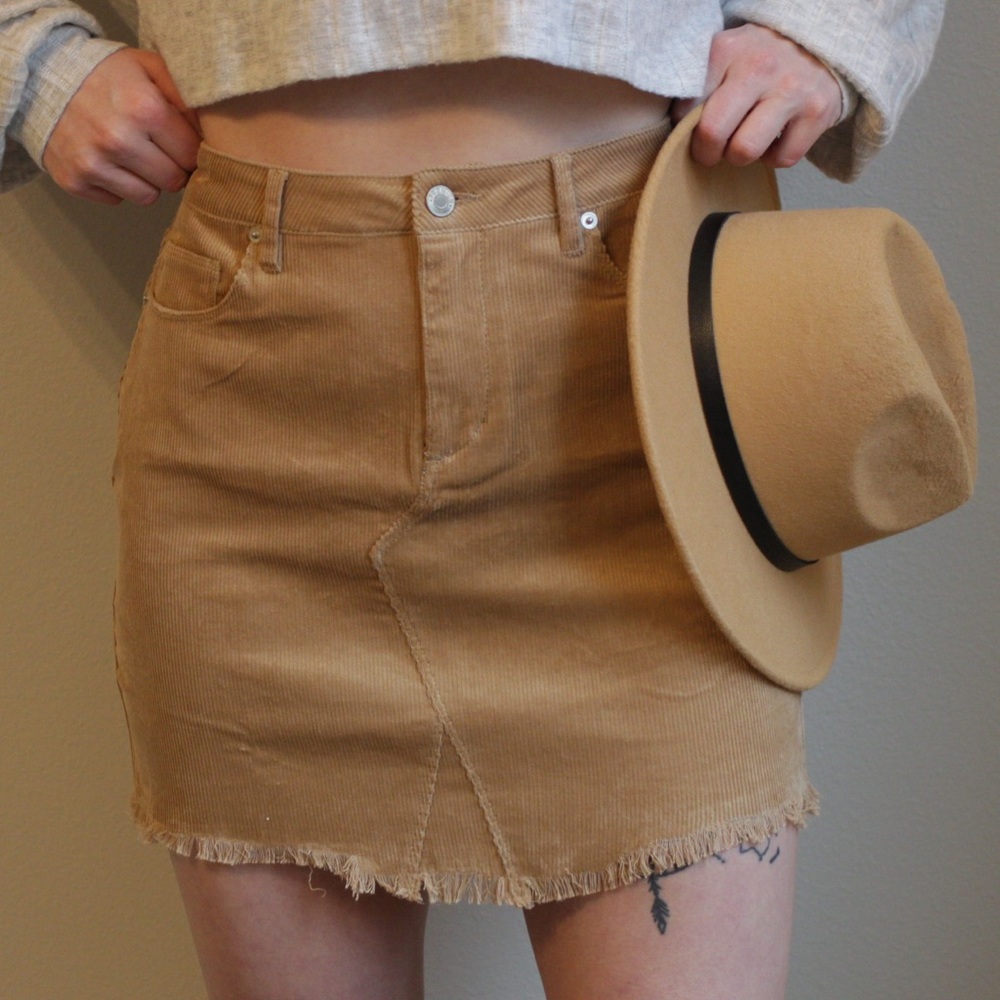 Camel Corduroy Skirt